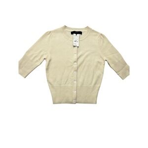 Express Cardigan Sweater Womens XS White 100% Cashmere Crew Neck Button Front